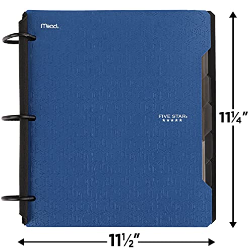 Five Star Flex Refillable Notebook + Study App, College Ruled Paper, 1-1/2 Inch TechLock Rings, Pockets, Tabs and Dividers, 300 Sheet Capacity, Blue (29324AD2)