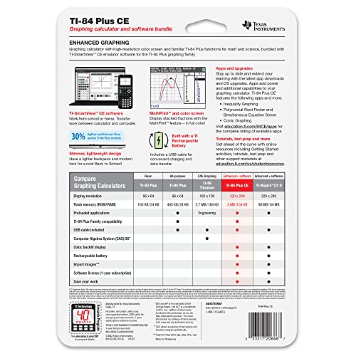 Texas Instruments TI-84 Plus CE Color Graphing Calculator, Teal (Metallic)