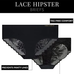 Vince Camuto Women's Underwear ? Seamless Lace Hipster Briefs (3 Pack), Size Medium, Black/Soft Violet/Taupe