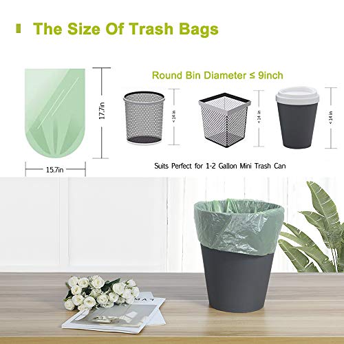 1.2 Gallon Small Garbage Bags Biodegradable 5 Liter Mini Compostable Strong Bathroom Trash Bags with Tear & Leak Resistant, Recycling Eco-Friendly Trash Can Liner, Green, 80 Counts