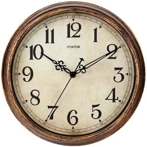 hylanda wall clock - 12 inch vintage wall clocks battery operated - retro silent non ticking - decorative living room home kitchen school office