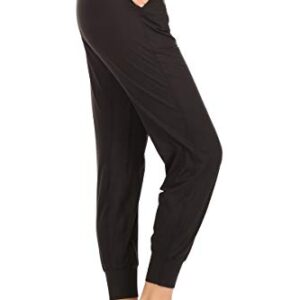 Leggings Depot Women's ActiveFlex Jogger Pants with Pockets (Full Length, Black, Small)