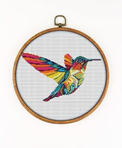 mandala hummingbird k309 counted cross stitch kit#2. threads, needles, fabric, clippers, needle threader and printed pattern inside. embroidery pattern kit