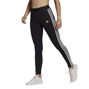adidas women's essentials 3-stripes leggings, black/white, large