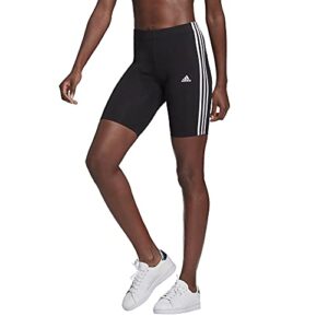 adidas womens essentials 3-stripes bike shorts tights, black/white, x-small us