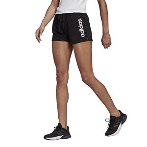 adidas women's essentials slim logo shorts, core black/white, medium