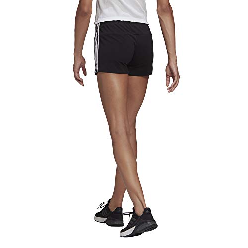 adidas Women's Essentials Slim 3-Stripes Shorts, Black/White, Medium