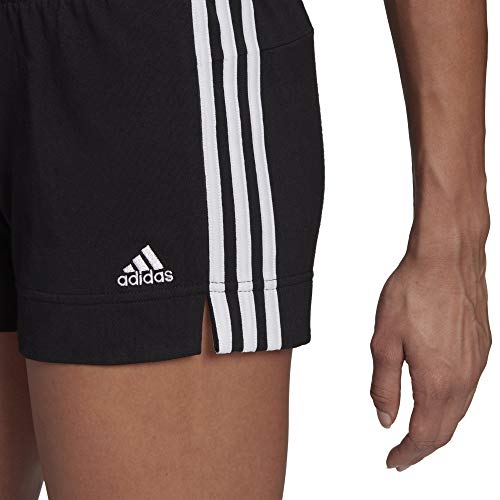 adidas Women's Essentials Slim 3-Stripes Shorts, Black/White, Medium