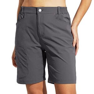 mier women's quick dry stretchy hiking shorts lightweight travel shorts with 5 pockets, water resistant, graphite grey, 10