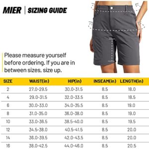 MIER Women's Quick Dry Stretchy Hiking Shorts Lightweight Travel Shorts with 5 Pockets, Water Resistant, Graphite Grey, 10