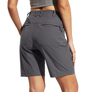 MIER Women's Quick Dry Stretchy Hiking Shorts Lightweight Travel Shorts with 5 Pockets, Water Resistant, Graphite Grey, 10