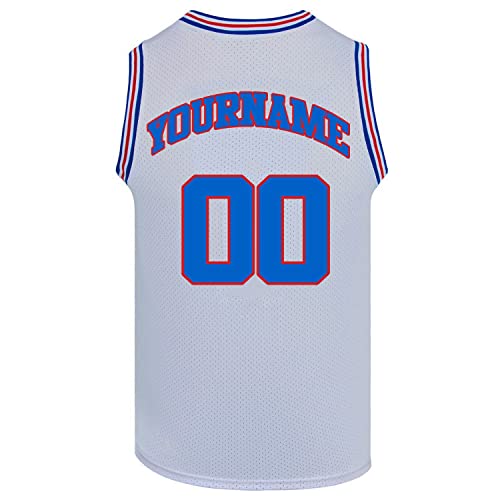 Men's Custom Basketball Jersey Sititched Name Numbers Movie Sport Shirt White XL