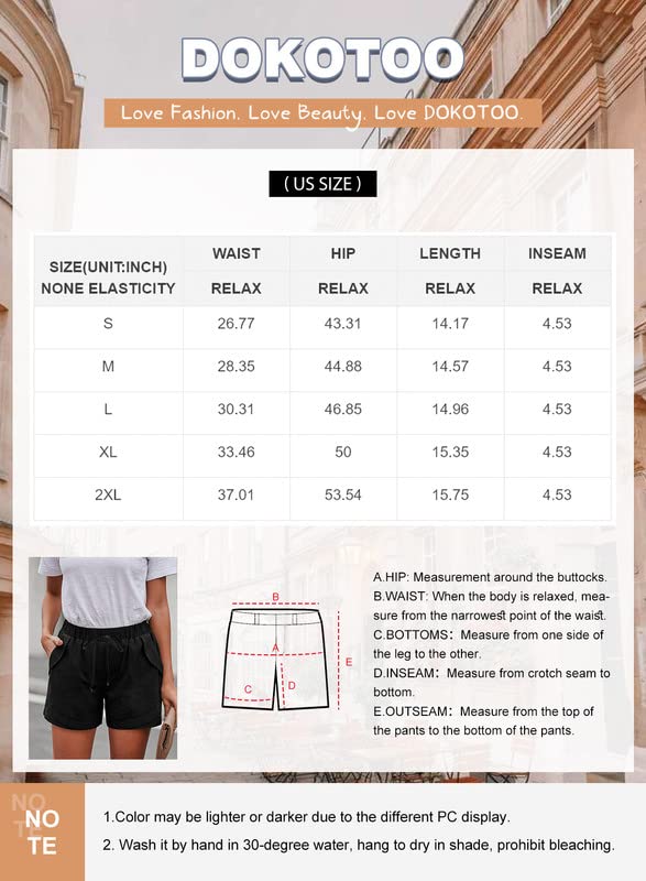 Dokotoo Womens Fashion Casual Summer Side Pockets Solid High Waistband Cotton Comfortable Jogging Joggers Pants Sweatpants Black US 16 18 X-Large