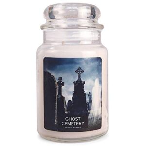 village candle ghost cemetery large glass apothecary jar, scented candle, 21.25 oz., white