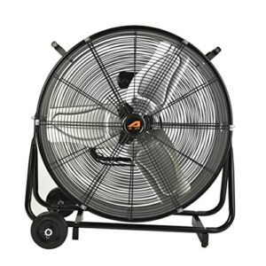 aain(r) aa011 24-inch high velocity industrial drum fan, 7500 cfm air circulator for warehouse, garage, workshop and barn use,two-speed, black
