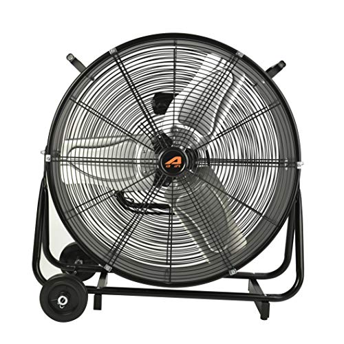 Aain(R) AA011 24-Inch High Velocity Industrial Drum Fan, 7500 CFM Air Circulator for Warehouse, Garage, Workshop and Barn Use,Two-Speed, Black