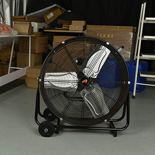 Aain(R) AA011 24-Inch High Velocity Industrial Drum Fan, 7500 CFM Air Circulator for Warehouse, Garage, Workshop and Barn Use,Two-Speed, Black