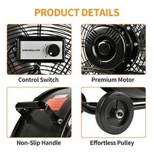 Aain(R) AA011 24-Inch High Velocity Industrial Drum Fan, 7500 CFM Air Circulator for Warehouse, Garage, Workshop and Barn Use,Two-Speed, Black