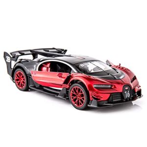 bdtctk bugatti vision gt supercar 1/32 zinc alloy die casting pull back car model toy sound and light for boy girl gift （red）