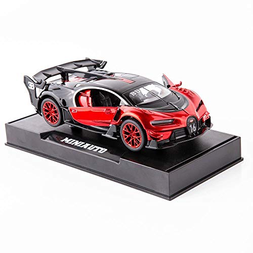 BDTCTK Bugatti Vision GT Supercar 1/32 Zinc Alloy Die Casting Pull Back Car Model Toy Sound and Light for Boy Girl Gift （red）