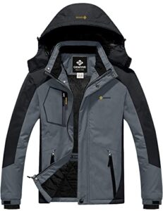 gemyse men's mountain waterproof ski snow jacket winter windproof rain jacket (dark grey,medium)
