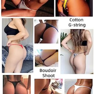 KUKU PANDA Cotton Thongs for Women Sexy Seamless Woman G String Panties 3 Pack Set (Black/Red/White, Small)