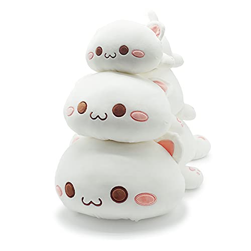 Onsoyours Cute Kitten Plush Toy Stuffed Animal Pet Kitty Soft Anime Cat Plush Pillow for Kids (White A, 12")
