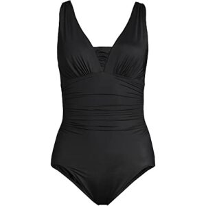 lands' end womens slender suit grecian one piece swimsuit black regular 8
