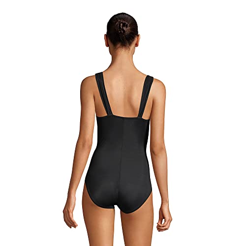 Lands' End Womens Slender Suit Grecian One Piece Swimsuit Black Regular 8