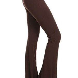 Leggings Depot Womens Flared Casual, Work, Lounge Palazzo Pants Brown - X-Large