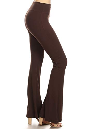 Leggings Depot Womens Flared Casual, Work, Lounge Palazzo Pants Brown - X-Large