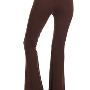 Leggings Depot Womens Flared Casual, Work, Lounge Palazzo Pants Brown - X-Large