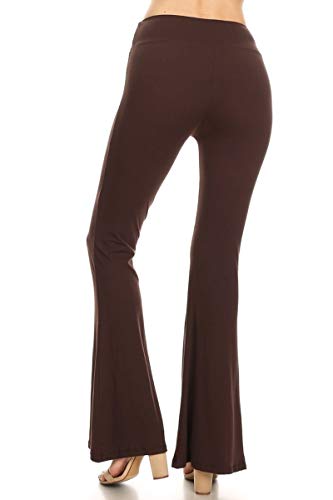 Leggings Depot Womens Flared Casual, Work, Lounge Palazzo Pants Brown - X-Large