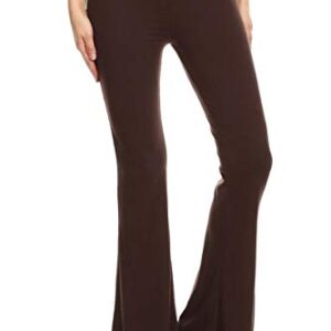 Leggings Depot Womens Flared Casual, Work, Lounge Palazzo Pants Brown - X-Large