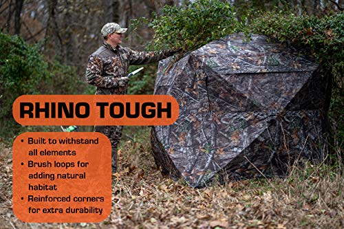 Rhino Blinds R300-RTE 3 Person Hunting Ground Blind, Realtree Edge