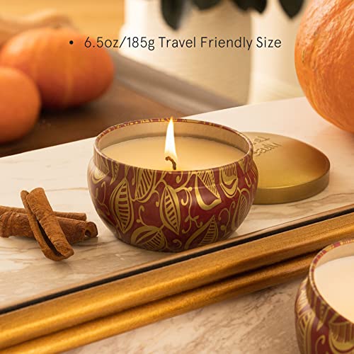 LA JOLIE MUSE Pumpkin Cinnamon Candle, Fall Candle, Travel Tin Holiday Candle, 45 Hours Burning Time, Small Candle Gift for Autumn