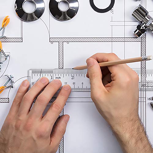 Coopay 4 Pieces Math Geometry Tool Set Includes Plastic Clear Ruler, Protractor, Triangle for School Office Home Supplies (6 inch)