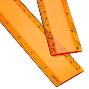 2 Pack Plastic Ruler Straight Ruler Plastic Measuring Tool for Student School Office (Orange, 12 Inch)