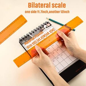 2 Pack Plastic Ruler Straight Ruler Plastic Measuring Tool for Student School Office (Orange, 12 Inch)