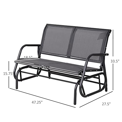 Outsunny 2-Person Outdoor Glider Bench Patio Double Swing Rocking Chair Loveseat w/Power Coated Steel Frame for Backyard Garden Porch, Grey