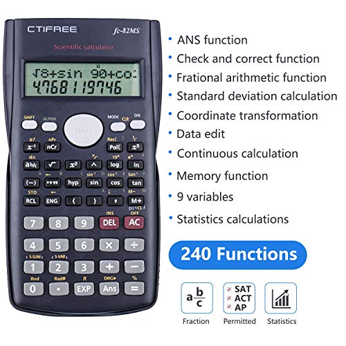 Splaks 2-Line Engineering Scientific Calculator LED Display Function Calculator Suitable for School Business (2pack)