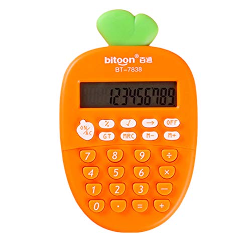 Toyvian Desktop Calculator 12 Digit, Kawaii Mini Kids Calculator Cute Carrot Portable Small Basic Students Calculators for Home School Office Supplies