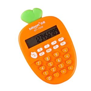 Toyvian Desktop Calculator 12 Digit, Kawaii Mini Kids Calculator Cute Carrot Portable Small Basic Students Calculators for Home School Office Supplies