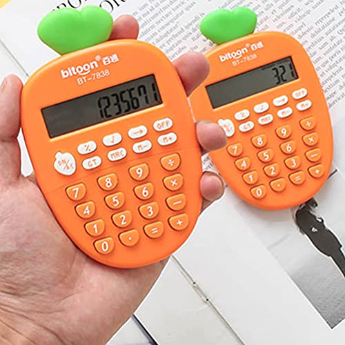 Toyvian Desktop Calculator 12 Digit, Kawaii Mini Kids Calculator Cute Carrot Portable Small Basic Students Calculators for Home School Office Supplies