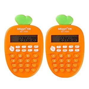 Toyvian Desktop Calculator 12 Digit, Kawaii Mini Kids Calculator Cute Carrot Portable Small Basic Students Calculators for Home School Office Supplies