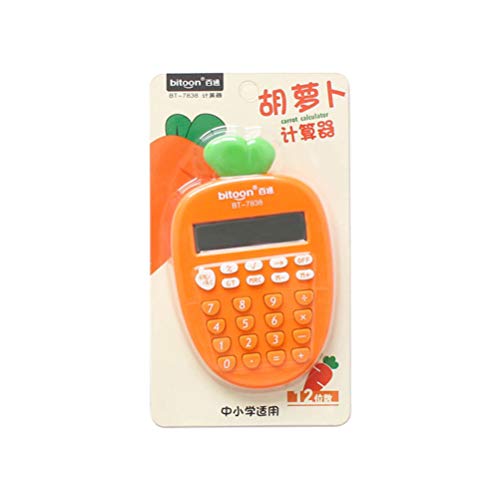 Toyvian Desktop Calculator 12 Digit, Kawaii Mini Kids Calculator Cute Carrot Portable Small Basic Students Calculators for Home School Office Supplies