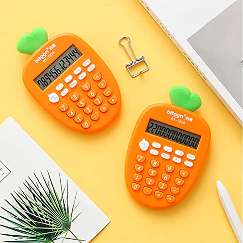 Toyvian Desktop Calculator 12 Digit, Kawaii Mini Kids Calculator Cute Carrot Portable Small Basic Students Calculators for Home School Office Supplies