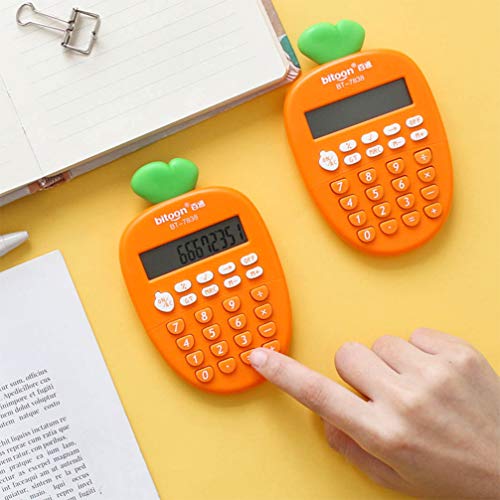 Toyvian Desktop Calculator 12 Digit, Kawaii Mini Kids Calculator Cute Carrot Portable Small Basic Students Calculators for Home School Office Supplies