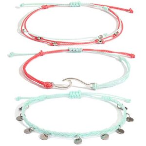 lynnaneo waterproof string anklets cute beaded ankle bracelets boho wave anklet stainless steel coin beach foot jewelry for women teen girl(white)