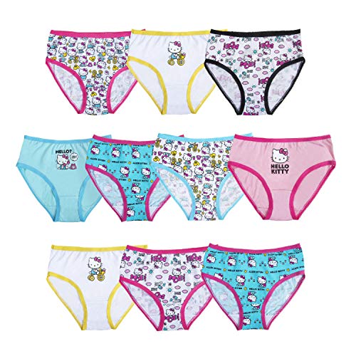 Hello Kitty Girls' 100% Combed Cotton Underwear 7pk and 10pk Panties in 2/3T, 4T, 4, 6 and 8, Hk10pk